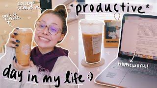 COLLEGE DAY IN MY LIFE: being productive, in-person class, lots of homework, new coffee order & more