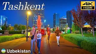 Tashkent Walking Tour | Evening walk in Tashkent City Park, and Tashkent Metro | Uzbekistan 4K HDR