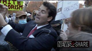 Protester spits on conservative troll Alex Stein as he confronts protesters at his Penn State event