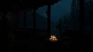 Sitting On The Porch On A Stormy Night: Heavy Rain & Fireplace Sounds To Sleep, Relax, Rest, Study️