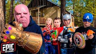 Avengers Hero Kids Return To Nerf Battle Thanos - Pretend Play