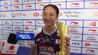 Top seed An Se-young of South Korea shows her golden trophy & speaks in Chinese at China Masters｜안세영