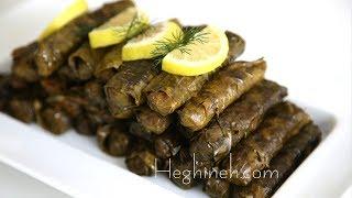 Բրնձով Պասուց Տոլմա (ստից տոլմա) - Rice Stuffed Grape Leaves - Heghineh Cooking Show in Armenian