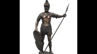 Rustic Brown Metal Standing Soldier with Shield and Spear cs428