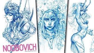 Noobovich sketchbookpencil and ink sketches book 1. The art of Ibrahem Swaid book review.