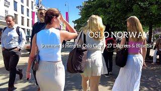 OSLO NORWAY, Summer Day In Oslo City! HOT (+27 degrees And Blue Sky) Virtual Walking Tour 4K/60ftp