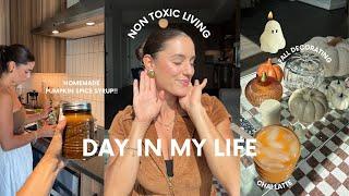 NON TOXIC FALL DAY IN MY LIFE fall decorate with me, non toxic candle, diy pumpkin spice syrup