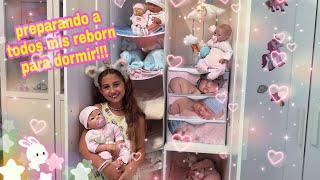 Preparando a todos mis muñecos reborn para dormir