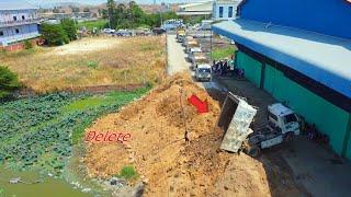 Start New Project, Landfill to remove dirt by Komatsu D20P bulldozer, dump truck Mix 3 VDO