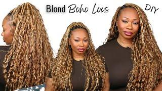 BRAIDLESS PRE-MADE HONEY BLONDE BOHO LOCS | CROCHET METHOD | Ywigs