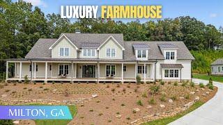 Luxury New Construction Farmhouse on 1 ACRE w/Prep Kitchen + Media Room FOR SALE North of Atlanta