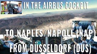 AIRBUS COCKPIT | LANDING NAPLES  RWY 24 FROM DÜSSELDORF  (DUS) | SPECTACULAR MOUNTAIN VIEWS!