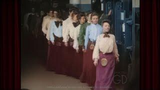 Gibson Girls c.1904 Clocking Out: in Amazing 4K 60fps