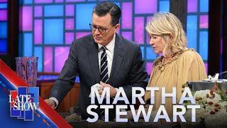Martha Stewart Teaches Stephen To Make A Raspberry And Cotton Candy Dessert