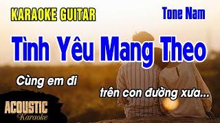 Tình Yêu Mang Theo Karaoke Acoustic Guitar - TONE NAM | Acoustic Karaoke