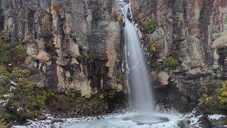 Snow hike to Taranaki Falls. New Zealand