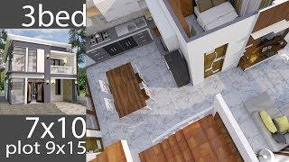 Plan 3D Interior Design Home Plan 7x10m Full Plan 3Beds