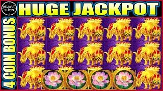 UNBELIEVABLE 4 COIN TRIGGER! HUGE JACKPOT HANDPAY HIGH LIMIT LOTUS LAND SLOT MACHINE