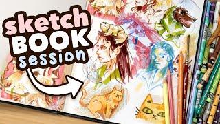 My Sketchbooking Process! // Sketchbook Session [markers, pastels, and pencils]