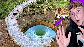 Guy Builds SECRET Custom Underground Water Slide.. (INCREDIBLE)