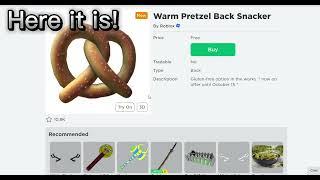 How to Get The NEW Warm Pretzel Back Snacker IN ROBLOX