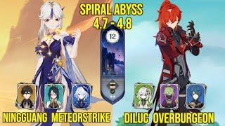 C6 Ningguang Meteorstrike & C6 Diluc Overburgeon | Spiral Abyss Version 4.7 - 4.8 | Genshin