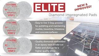 StonePro Elite Diamond Impregnated Pads - Easy 3 Step Process on Dark & Light Marble Floor Surfaces