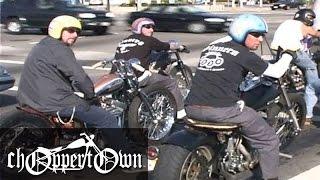 Choppers Take Off onto Freeway (Choppertown the Sinners Motorcycle DVD)