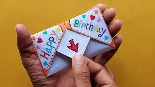 DIY - SURPRISE MESSAGE CARD FOR  BIRTHDAY | Pull Tab Origami Envelope Card / birthday greeting card