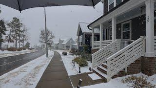 Winter Snow Walk Through American Neighborhoods | Nature Sounds for Sleep and Study