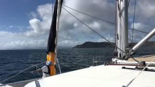 Raising the Wingaker Spinnaker on a Lagoon 450 Catamaran