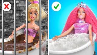 Oh No, Barbie Is In Jail! *Total Beauty Transformation from Ugly to Princess by 123 GO!