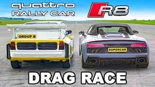 Audi R8 v Quattro Rally Car: DRAG RACE