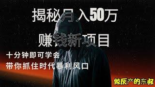 赚钱 灰产 副业 网赚 推荐 颠覆你对赚钱方法的认知 揭秘可月入50万的赚钱新项目 十分钟即可学会 带你抓住时代暴利风口 赚钱从来没有如此简单过！（做灰产的东叔）