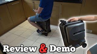 Airwheel Robot Sit On Driveable Motorized Suitcase Review & Demo