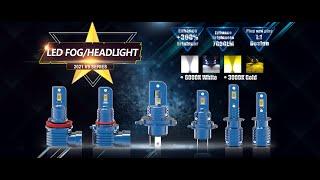 MAXGTRS LED Headlight Bulb 6000k white / 3000K Golden Max 7000LM, Fanless LED Fog Bulbs ,Pack of 2