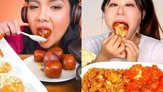 Foreign Mukbangers are Deeply in LOVE with INDIAN feast 2021 //try consuming cuisine food reaction