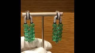 Custom Made Panthere de Cartier High Jewellery Platinum Emerald Beads, Onyx and Diamonds Earrings