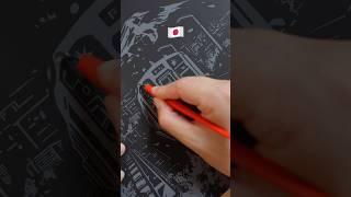 Sakura Train Beneath Mount Fuji  #japan #art #scratchart #asmr #diy