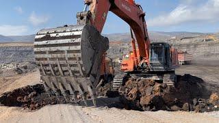 Hitachi Zaxis 670LCR Excavator Working For 3 Hours In Different Mining Sites - Mega Machines Movie