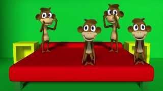 Five little monkeys jumping on the bed nursery rhyme for kids and toddlers