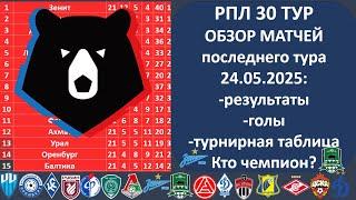 Российская премьер лига турнирная таблица, Обзор 30 тура РПЛ, 24 05 2025, Таблица РФПЛ, РПЛ 30 тур,