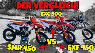 DIE BESTE SUPERMOTO? - KTM EXC 500 vs SXF 450 vs SMR 450
