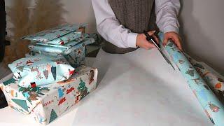 ASMR Wrapping Christmas Presents | Paper sounds, cutting