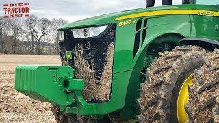 John Deere 8400R Tractor Subsoiling Ground in January 2019