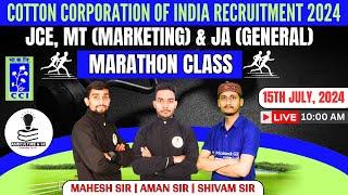 Cotton Corporation of India Exam Classes 2024 | CCI Marathon Class 2024 | CCI JCE Marathon Class