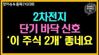 2차전지 단기 바닥 신호.  ‘이 주식 2개’ 좋네요