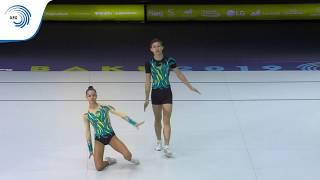 Stanislav HALAIDA & Anastasia KURASHVILI (UKR) - 2019 Junior Aerobics Europeans, mixed pairs final