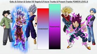 Goku & Gohan & Goten VS Vegeta & Future Trunks & Present Trunks POWER LEVELS - DBZ / DBS / SDBH