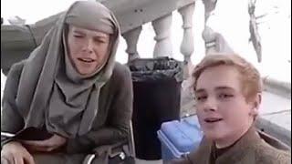 Game of Thrones Cast Playing Heads Up On Set